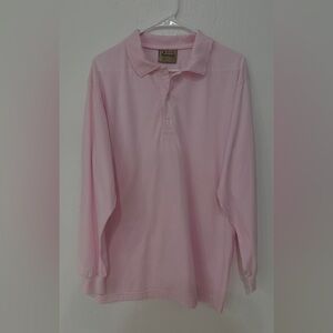 Pink Diamond Apparel Long Sleeve Polo Shirt L Pink Supima Cotton USA Made